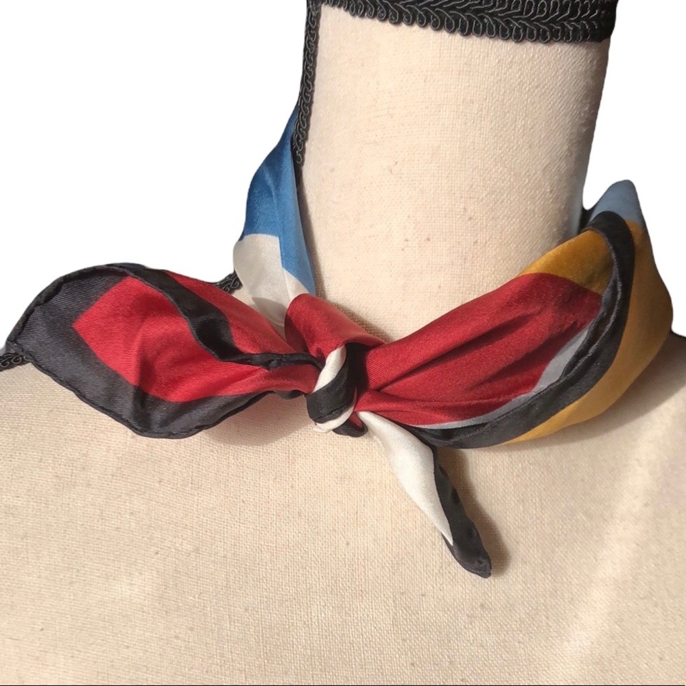 Vintage All Silk Color block Scarf by Dumont - Picture 8 of 9